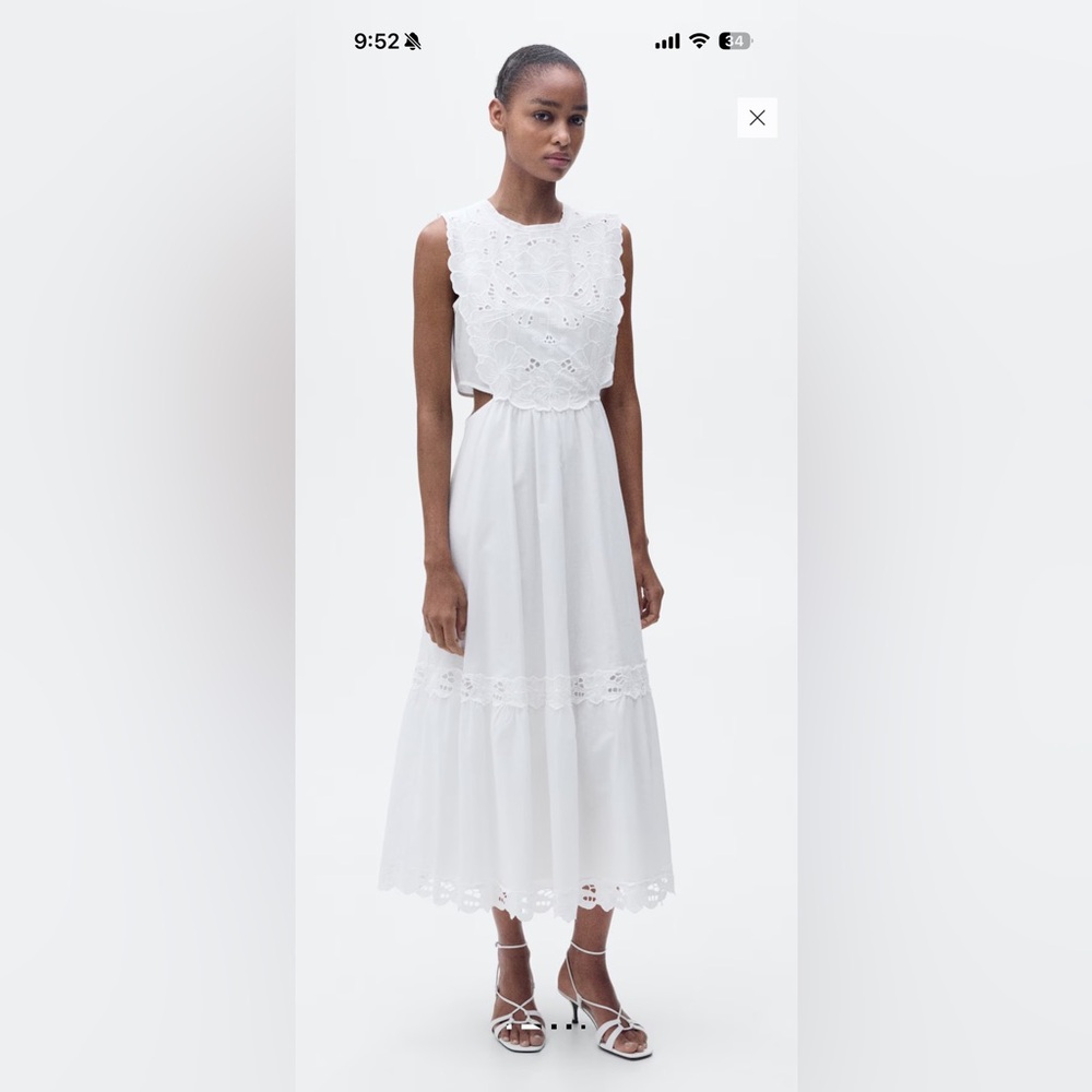 Mango Embroidered Dress with Side Slits